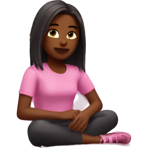 girl in a pink room playing roblox emoji