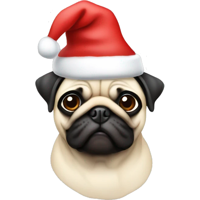 Pug in Santa hat  emoji
