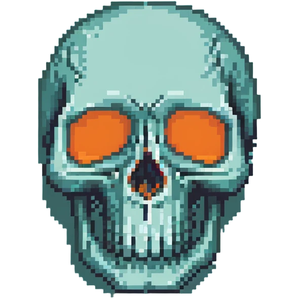 teal and orange skull emoji