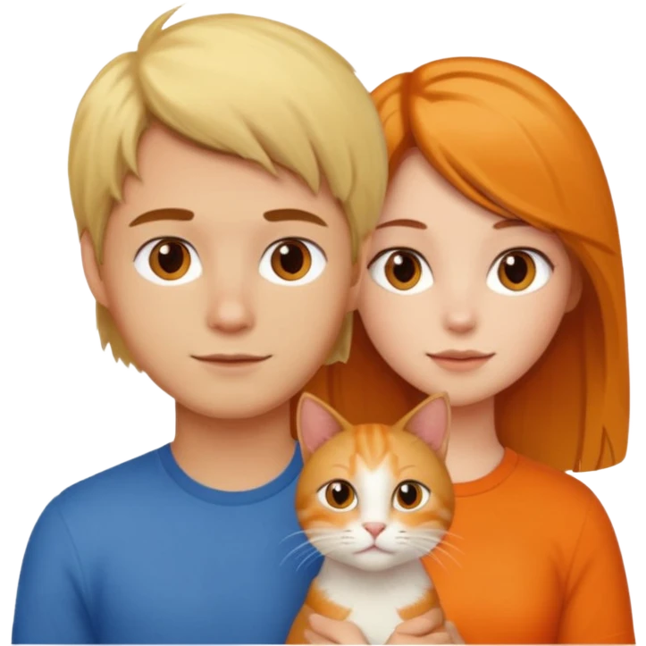 blond-hair-girl-and-brown-hair-man-and-orange-cat emoji
