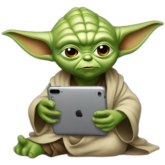 Yoda watching youtube on phone emoji