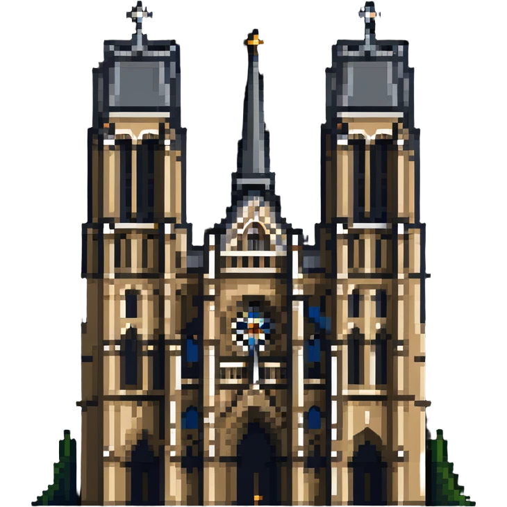 Notre Dame Cathedral in Paris with Gothic architecture and twin towers emoji