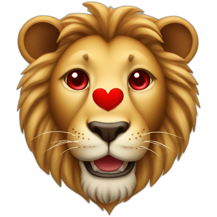 Lion smiling face with red hearts instead of eyes emoji