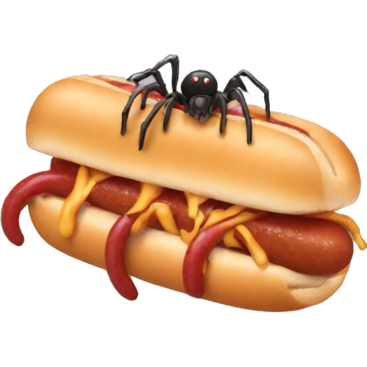 Spider eating a hotdog emoji