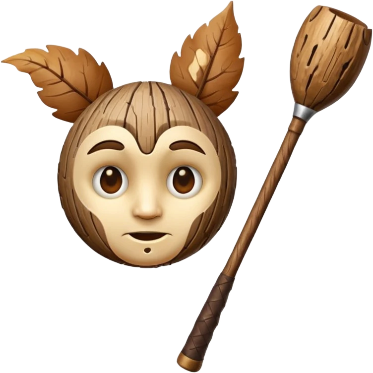 Branch with a face that is holding a wooden club  emoji