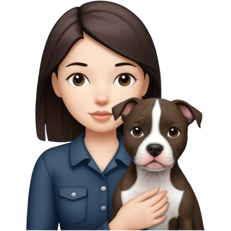 a girl holding a black and white pitbull emoji