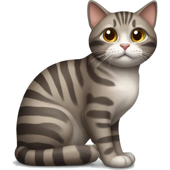 Brown and gray cat stripes sitting down  emoji
