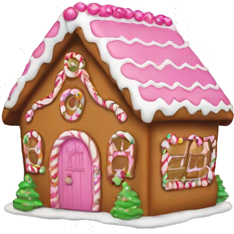Gingerbread house pink emoji