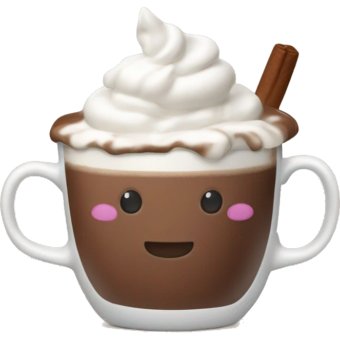 Hot chocolate with whipped cream and marshmallows emoji