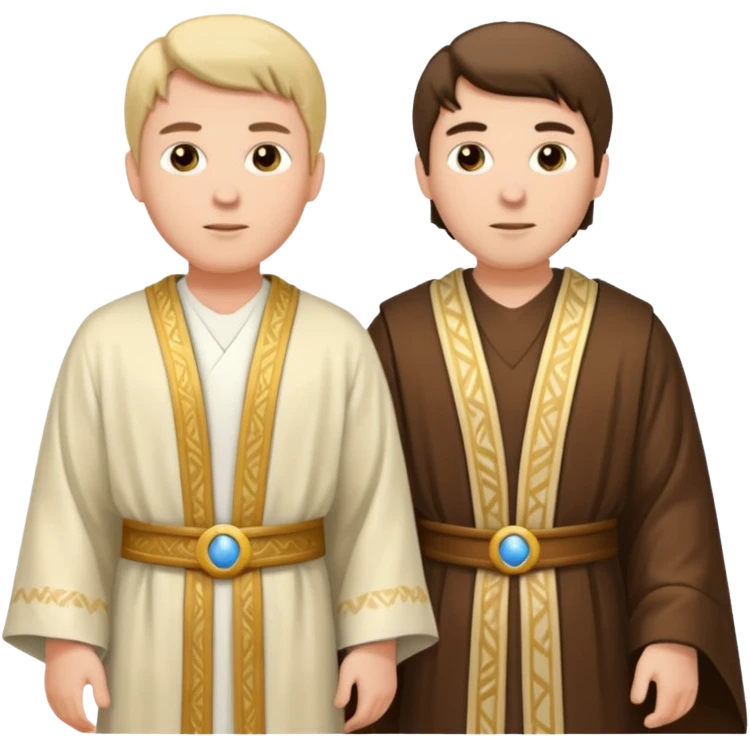 two white biblical men standing next to each other emoji