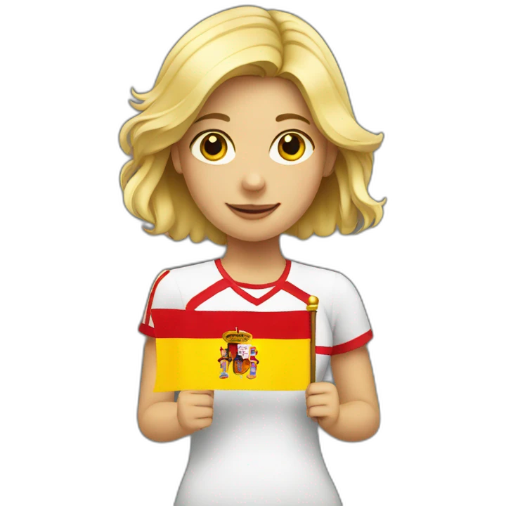 Blond girl holding a Spanish flag  emoji