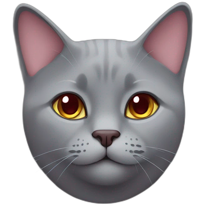 cute gray british cat cheerful in a burgundy t-shirt emoji