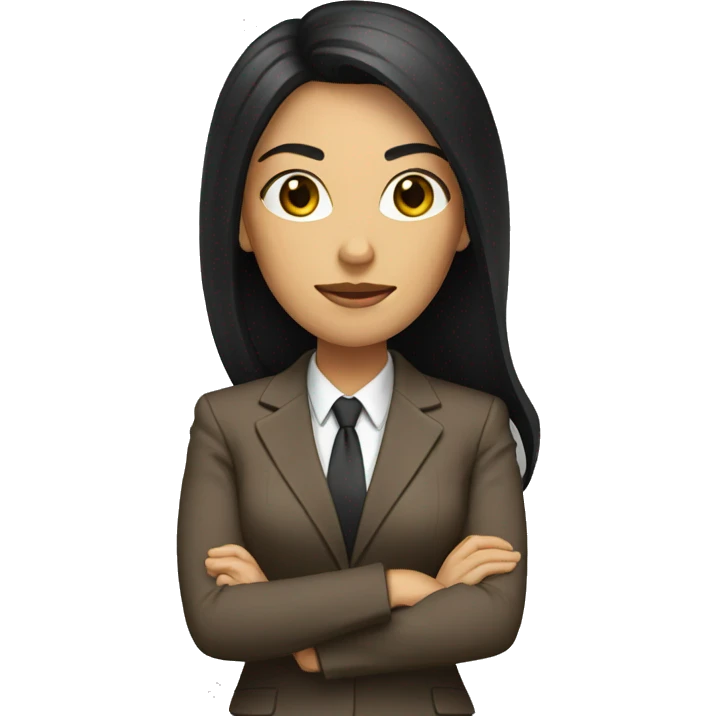 Female defense attorney with long black hair with brown suit emoji