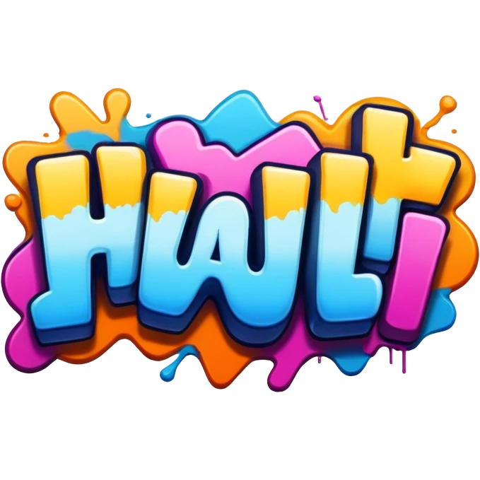 Graffiti the word huh emoji