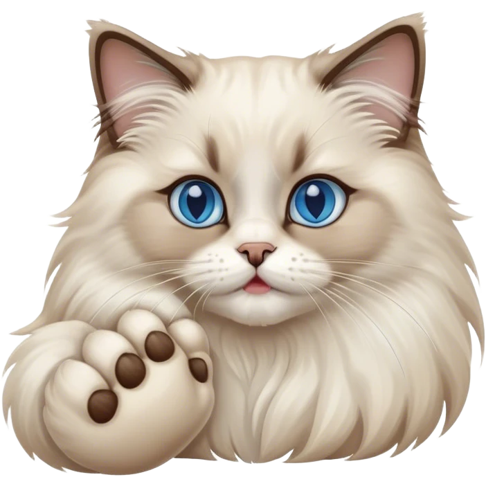 ragdoll Cat licks its paw  emoji