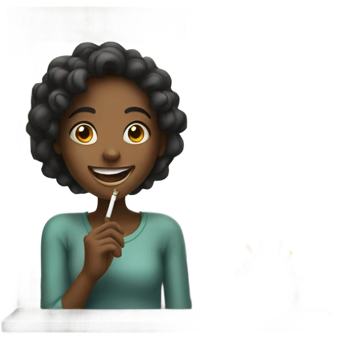 smiling girl by the window smoking emoji