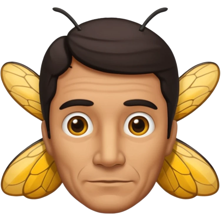 cabeza de señor mexicano, viejo, agregale un cuerpo de abeja, el pelo del señor hazlo oscuro,haz que el cuerpo sea de abeja y la acabeza del señor emoji