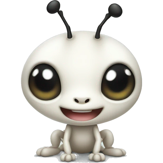 white cute ant cartoon style emoji