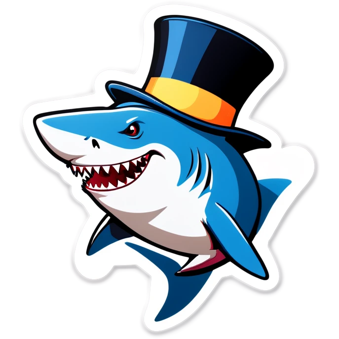 Shark with a top hat emoji