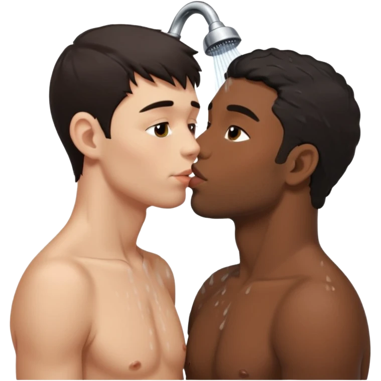 Dark hair adult White male in the shower naked kissing on the lips adult black male emoji