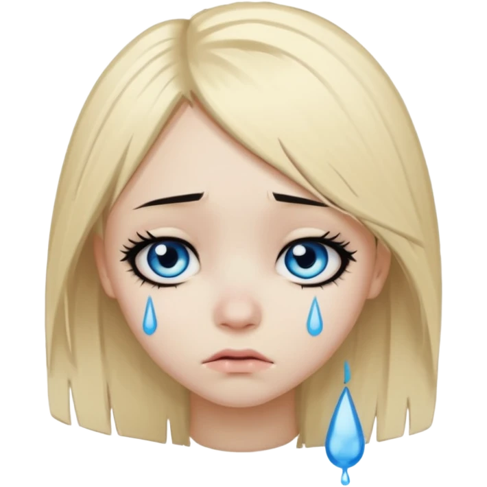 depressives Emo Mädchen, blond, blaue Augen, mit Tränen, Emo-Stil emoji