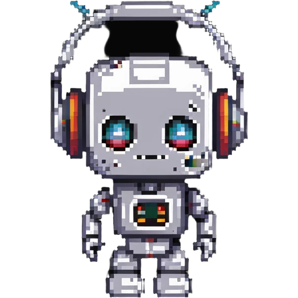 Cute little robot with headphones on his head emoji