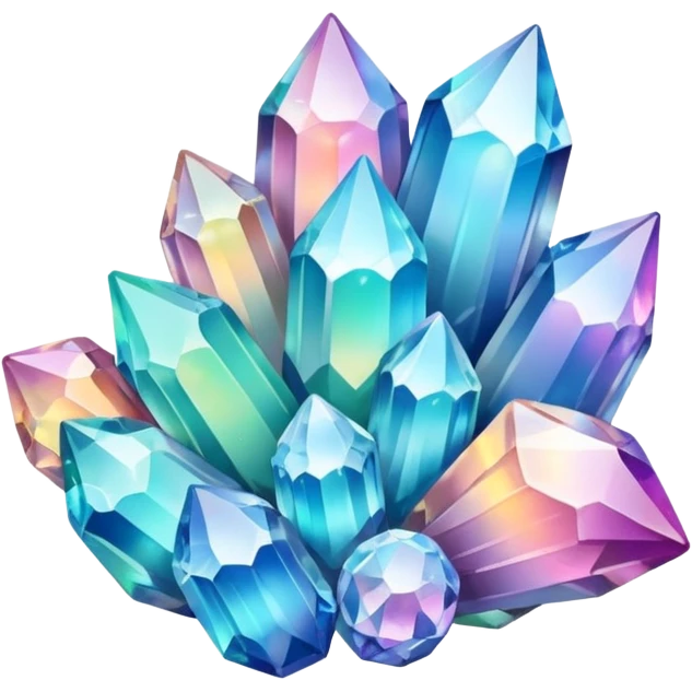 glossy Pastel whitish iridescent glass rainbow crystal cluster emoji