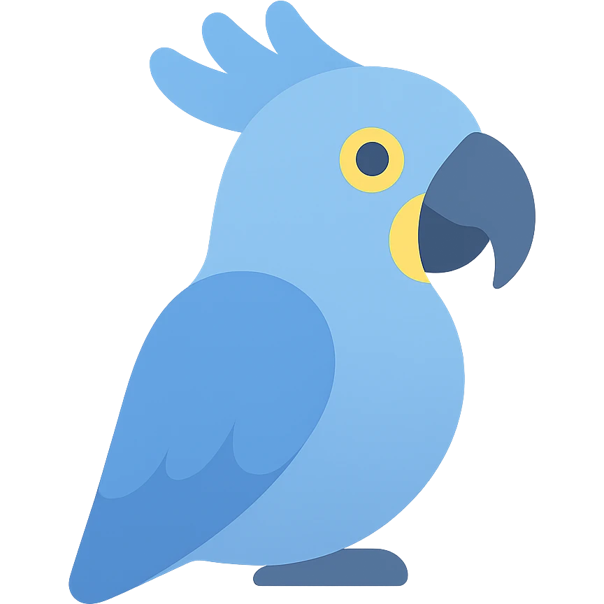 blue cockatoo icon, elegant, soft gradients, rounded shapes emoji