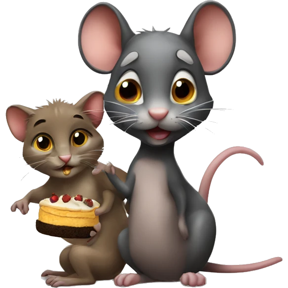 Ratón con tortu y gato emoji