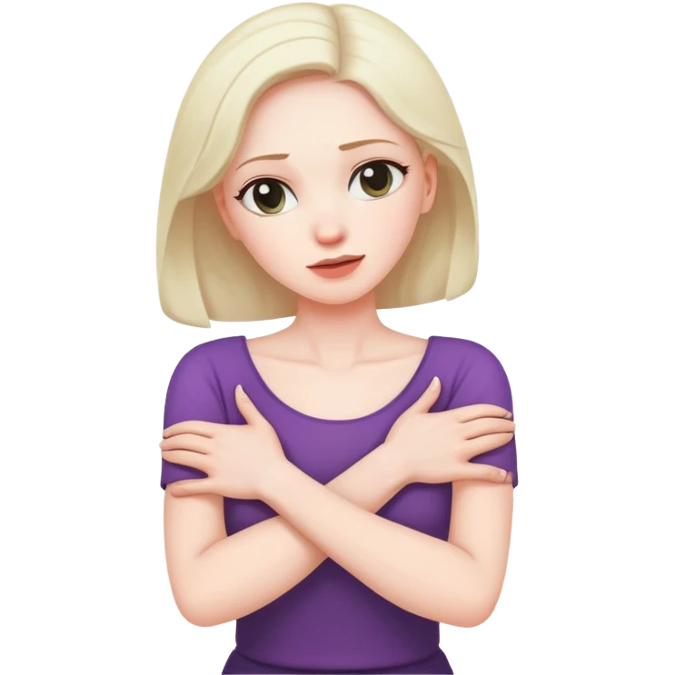 woman holding neck with arms crossed shaking her younger back and forth emoji