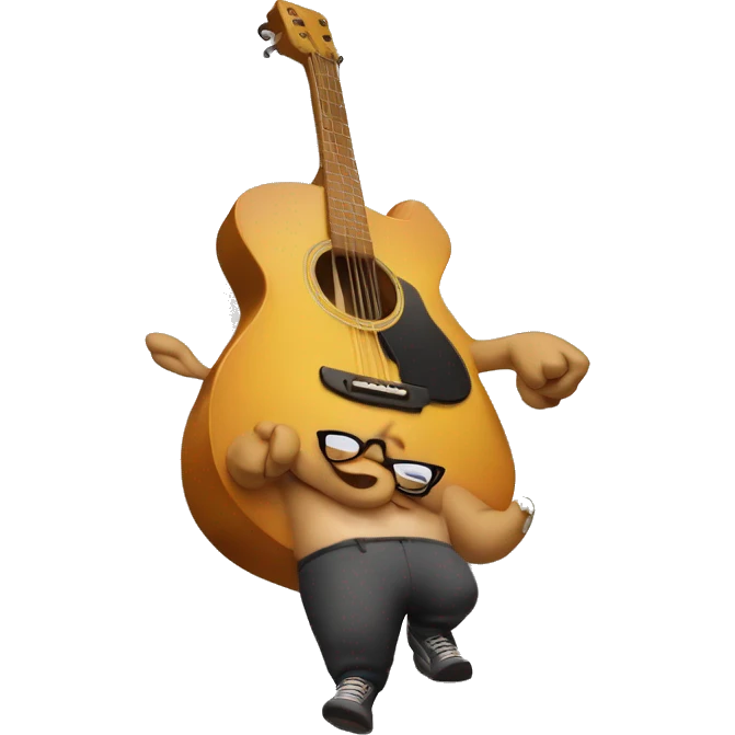 un cerdo con gafas y una guitarra sorda emoji