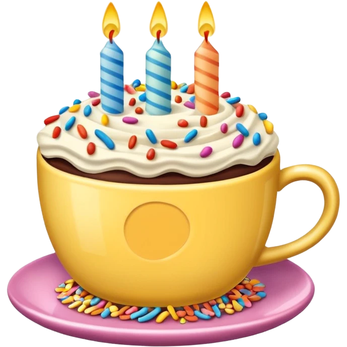 Birthday cake tea cup emoji