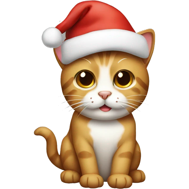Cat wearing Christmas hat emoji