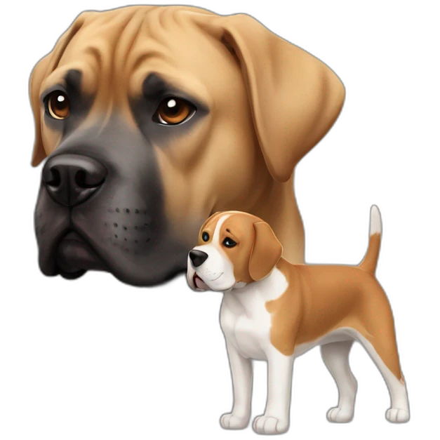 a black cane Corso with a Beagle  emoji