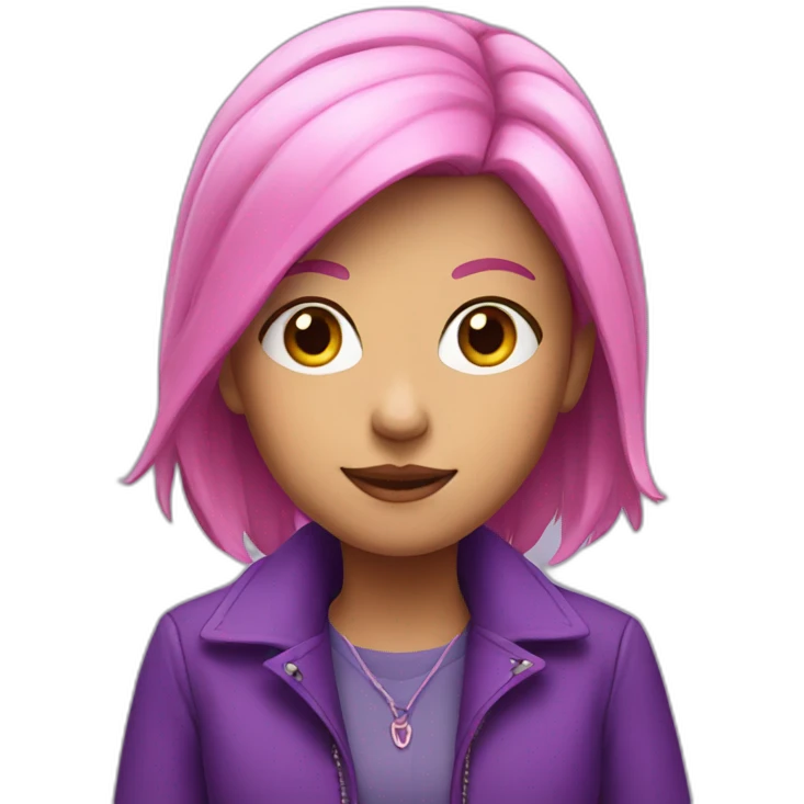 pink haired girl with purple jacket emoji