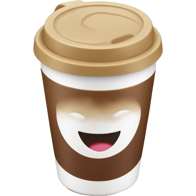 Happy coffee travel cup with steam emoji