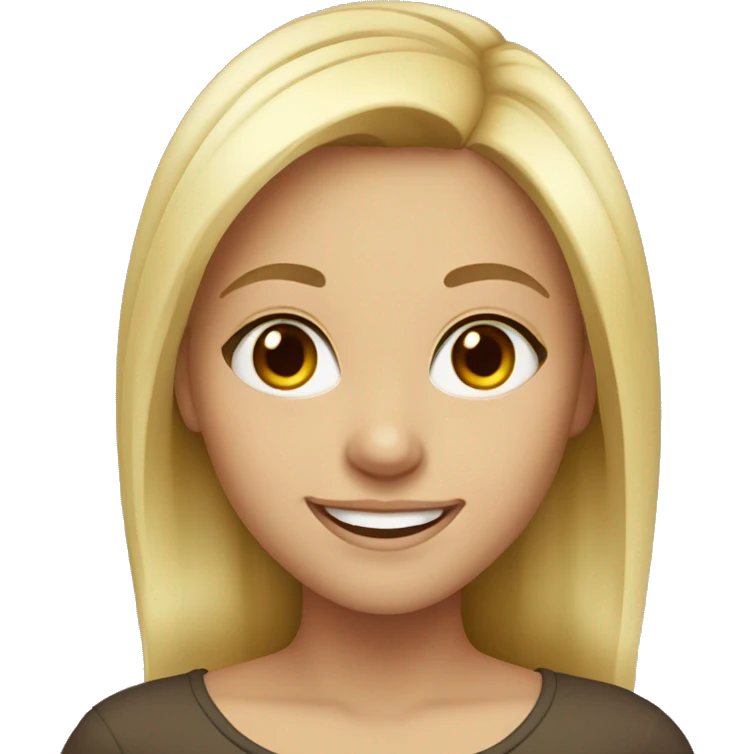 Blonde girl with dark brown eyes smiling emoji
