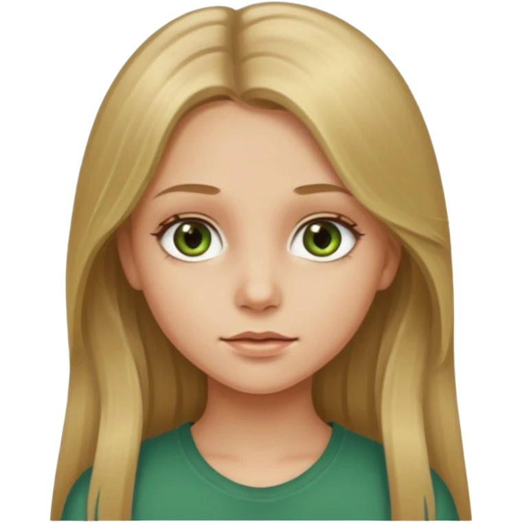 A young girl with long dirty blonde hair and hazel green eyes emoji