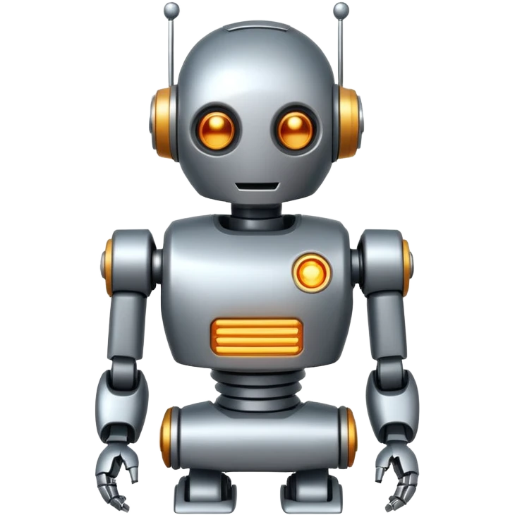 cool and modern robot to represent an AI agent, se possibile qualità più elevata e con sfondo bianco emoji