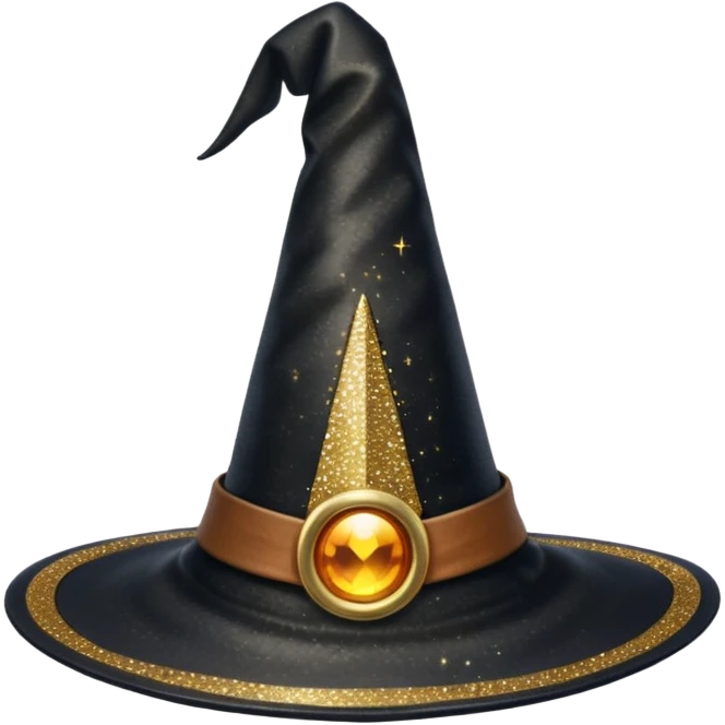 Black witch hat with glitter and golden details emoji
