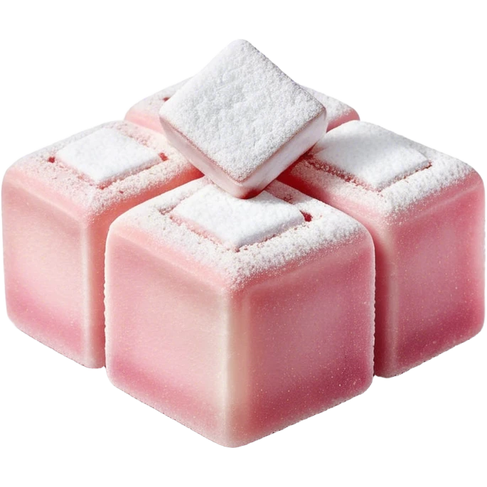Turkish Delight Cinematic Realistic Turkish Delight Dessert Emoji, depicted as a single, delicate piece of Turkish delight dusted with powdered sugar, rendered with intricate textures and soft, inviting lighting. emoji