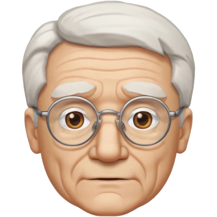 old guy, white hair, blocky face, glasses soul patch emoji
