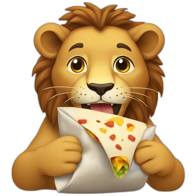 lion eating burrito emoji