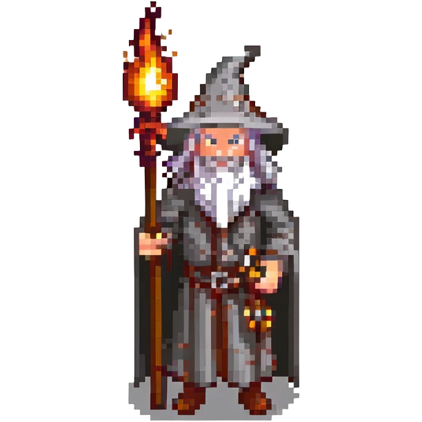 Gandalf wizard with a flaming staff emoji