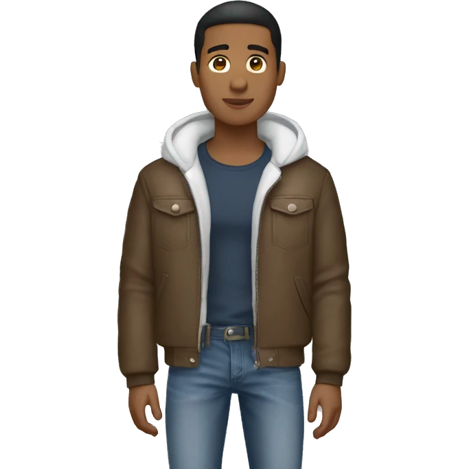 Brown male wearing an monclere jacket and jeans and airforces one on  emoji