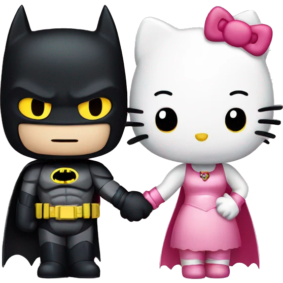 Hello kitty and Batman holding hands emoji