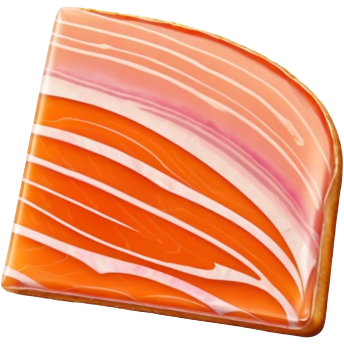 smoked trout slice, single piece, soft orange-pink with delicate marbling, translucent and slightly glossy, thin, naturally irregular shape, subtle folds, gently curved edges, no extras, soft lighting, subtle shadows, emoji scale emoji