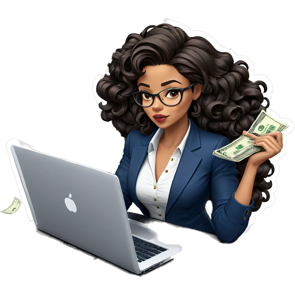 confident woman with laptop emoji