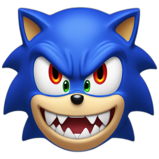 sonic with red eyes and sharp teeth emoji