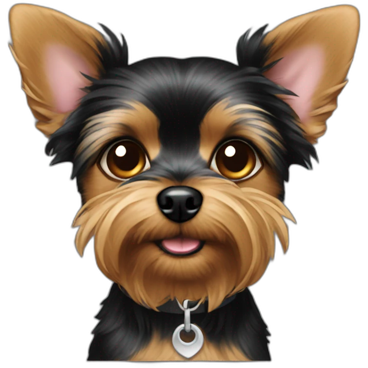 Dog chorkie black cutted ear emoji